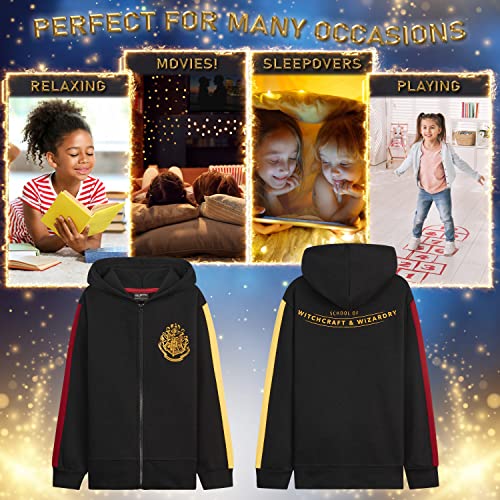 HARRY POTTER Sudadera Niña, Sudadera con Capucha y Sudadera Cuello Redondo, Ropa Niña, Regalos Originales para Niñas y Adolescentes 5-14 años, Oficial (Negro Cremallera Capucha, 11-12 años)