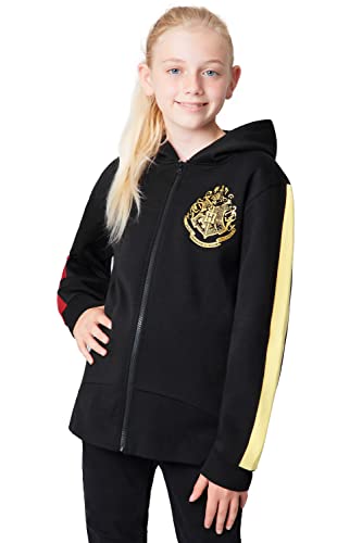 HARRY POTTER Sudadera Niña, Sudadera con Capucha y Sudadera Cuello Redondo, Ropa Niña, Regalos Originales para Niñas y Adolescentes 5-14 años, Oficial (Negro Cremallera Capucha, 11-12 años)