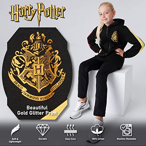 HARRY POTTER Sudadera Niña, Sudadera con Capucha y Sudadera Cuello Redondo, Ropa Niña, Regalos Originales para Niñas y Adolescentes 5-14 años, Oficial (Negro Cremallera Capucha, 11-12 años)