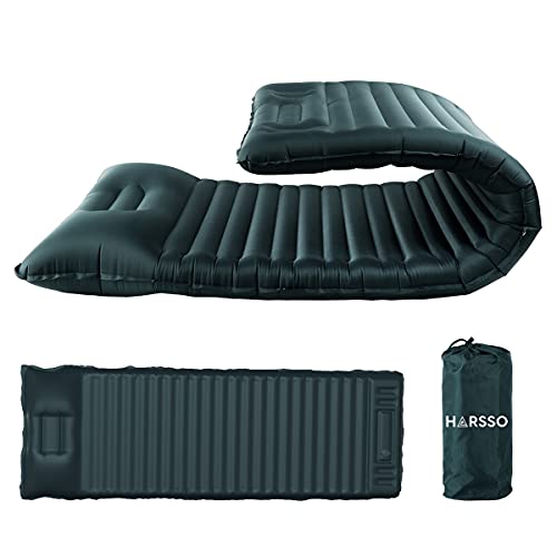 Harsso Esterilla Autoinflable Camping, Colchoneta Inflable Senderismo, Colchonetas para Dormir Ultraligera Tienda Campaña, Esterilla Hinchable Aislante Acampada Viajes Montaña(Azul Oscuro)