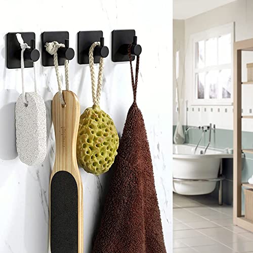 HASA zone Accesorios de Baño sin Taladro, Acero Inoxidable, 7 Piezas, Toallero Negro, Sujetador Papel, Anillo de Toalla, Ganchos Adhesivos para Bata