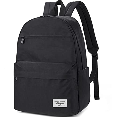 HASAGEI Mochila Escolares Unisex y de Clásica Ocio Impermeable Ligera y Resistente Mujeres del Ordenador Portátil Mochila Escolar Vuelta al Cole, Talla única, Negro