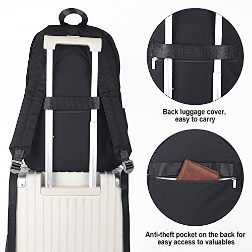 HASAGEI Mochila Escolares Unisex y de Clásica Ocio Impermeable Ligera y Resistente Mujeres del Ordenador Portátil Mochila Escolar Vuelta al Cole, Talla única, Negro