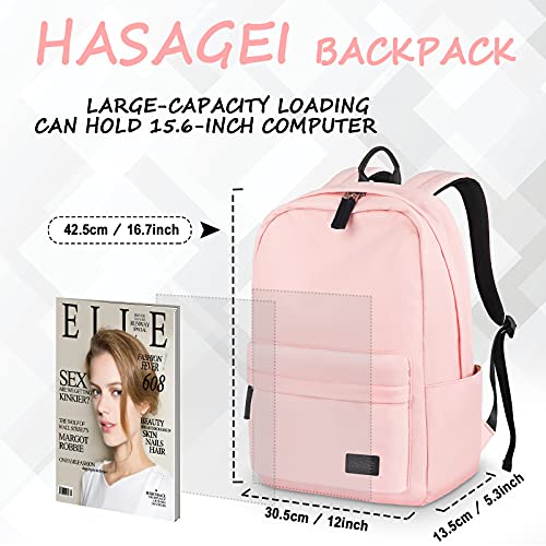 HASAGEI Mochila, Mochila Escolar Unisex Juvenil Mochila Backpack Mujer Portátil Bolso Lona Mochila Impermeable Casual Mochila Mochila Portátil Mochila Deportiva Color Sólido (Rosa)