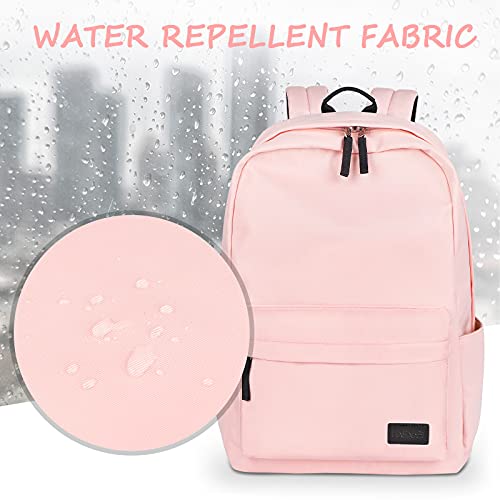 HASAGEI Mochila, Mochila Escolar Unisex Juvenil Mochila Backpack Mujer Portátil Bolso Lona Mochila Impermeable Casual Mochila Mochila Portátil Mochila Deportiva Color Sólido (Rosa)