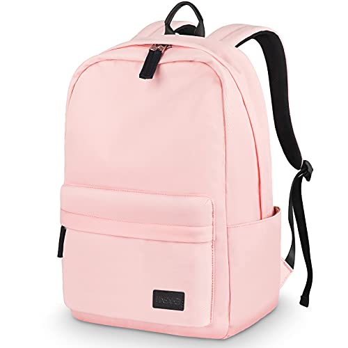 HASAGEI Mochila, Mochila Escolar Unisex Juvenil Mochila Backpack Mujer Portátil Bolso Lona Mochila Impermeable Casual Mochila Mochila Portátil Mochila Deportiva Color Sólido (Rosa)