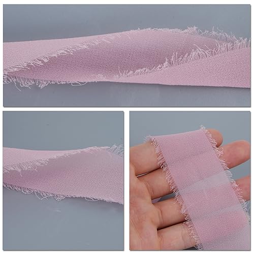 HASUDEI 3 Rollos de Gasa Rosa para Regalo 3.8cmx6m Cintas Decorativas para Regalos Cinta Organza Ancha para Adornar Regalos para Fiestas Boda Manualidades Decoración