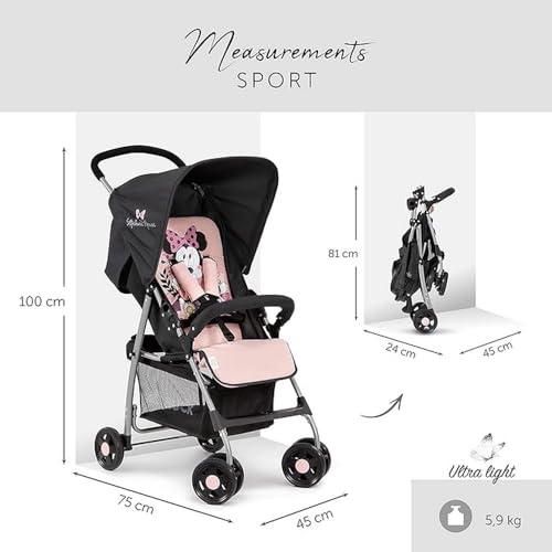 hauck Sport Carrito Bebe, Silla de Paseo Ligera desde el Nacimiento hasta 18 kg, Carro Plegable Ultraligero, Reclinable, Carro Bebe, Cesta Grande, Minnie Rosa