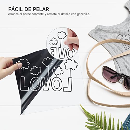 HAUSPROFI Vinilo Textil Termoadhesivo para Cricut Maker, 30.5CM*800CM Papel Transfer Fácil de Cortar para la Camiseta, Flexible, Fuerte Adherencia, con Ganchillo, Blanco y Negro