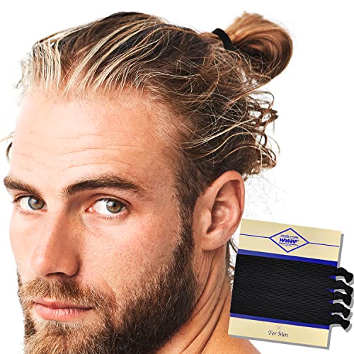 HAVHAF Lazos anudados para el cabello para hombres para hombres (ancho, negro), Sin daños Rotura de pliegues Corbata para el cabello para hombres con cabello largo, para bollos 5 Unidad (Paquete de 1)