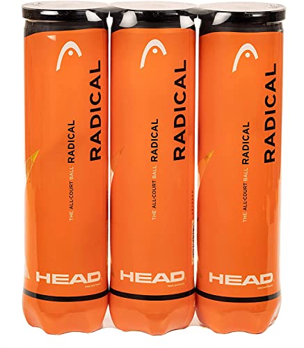 Head Radical Pelotas de tenis, Caja de 4 pelotas, Paquete de 3, Amazon Exclusive