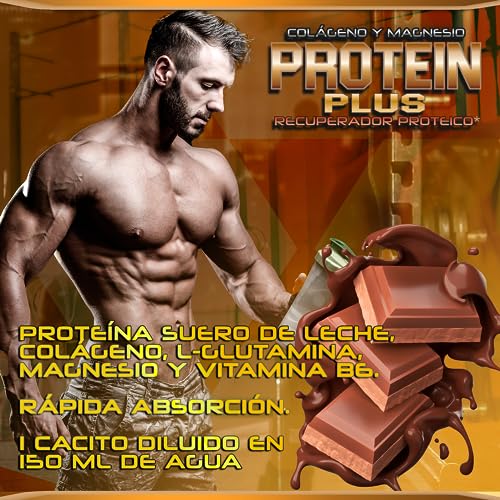 Healthy Fusion Protein Plus | Recuperador muscular a base de Proteína, Colágeno, L-Glutamina, Magnesio y Vitamina B6 | Acelera la recuperación muscular y aumenta la musculatura | Sabor chocolate 1kg