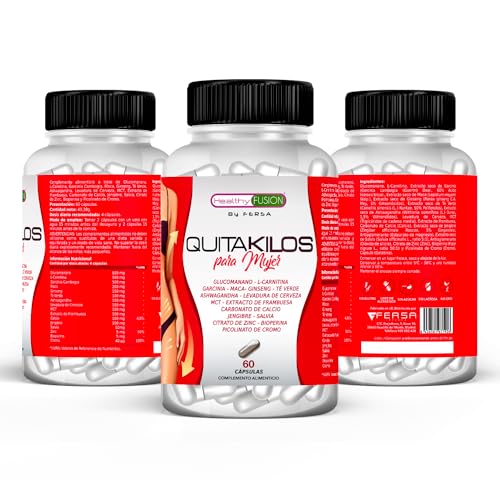 Healthy Fusion QUITAKILOS MUJER | Potente adelgazante para mujeres | Quemagrasas, reductor del apetito | Acelera el metabolismo | Redefine tu silueta | Elimina la grasa localizada | 60U.