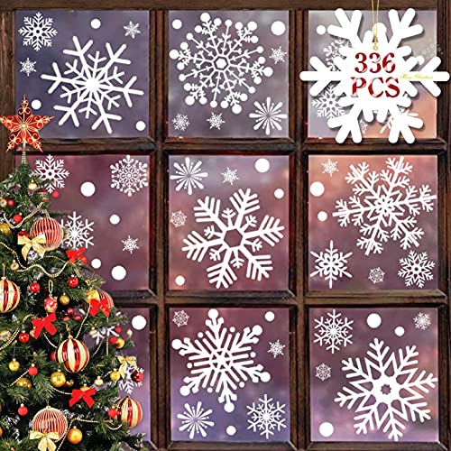 heekpek 336 Piezas Navidad Pegatina Copo de Nieve Pegatinas de Navidad para Ventanas Pegatinas de Invierno Ventana Nieve Reutilizables Pegatinas para Cristales de Ventana para Casa y Escaparate