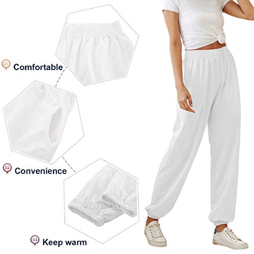 heekpek Pantalones Chándal Mujer Pantalon Deporte de Cintura Alta Algodon Casual Suelto Pantalones Deportivos con Bolsillos para Primavera Verano Otoño