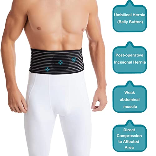 HEERTEEAJ Hernia umbilical para hombres y mujeres – Soporte abdominal con almohadillas de compresión – Ayuda para la cintura y el abdomen durante operaciones, posparto y hernias umbilicales