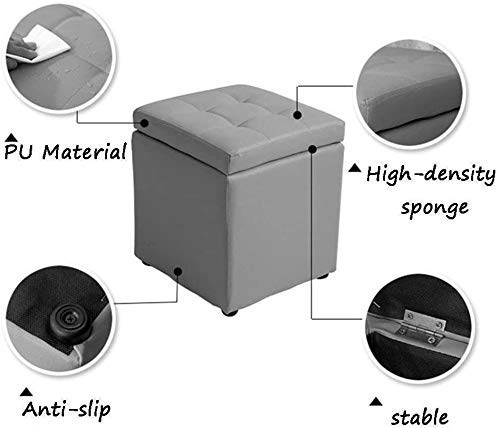 HegZA Taburete Asiento de PU de Madera Maciza Taburete de Almacenamiento Cuadrado Cambio de Pasillo Banco de Zapatos Taburete de sofá multifunción Asiento de Banco de Madera (Color : Rose Red)