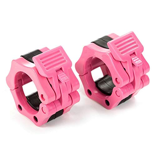 HemeraPhit 2 "Barbell Clips de levantamiento de pesas de levantamiento de pesas, mandíbula de bloqueo, 1 par (rosa)