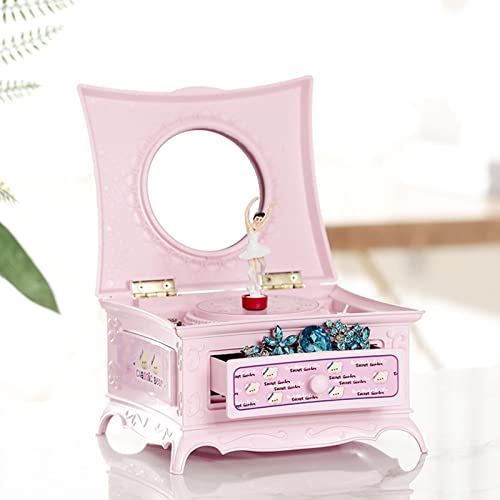 Hengjierun Organizador de Joyas Bailarina | Joyero de bailarina para niñas Musical,Regalo del día de la madre, caja de regalo de corazón blanco con figura de bailarina giratoria para joyería