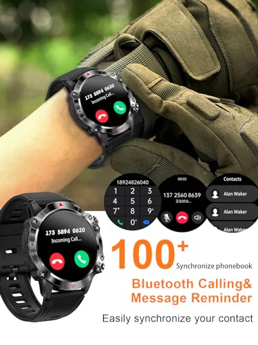 HENLSON Reloj Inteligente Hombre, 1.39" HD 360 * 360 Smartwatch Hombre con Llamadas Bluetooth, Smartwatch con 107 Deportes Modos y Oxígeno en Sangre/Podómetro/Presión Arterial,para Android iOS