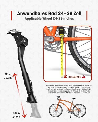 HENMI Caballete Bicicleta 24-29 Pulgadas, Pata Cabra Bicicleta Altura Ajustable Lateral para Bicicleta Eléctrica, Bicicleta de Montaña, Bicicleta de Ciudad