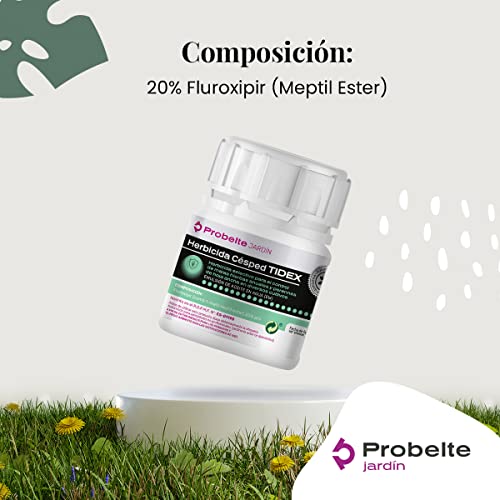 Herbicida Selectivo para Césped Tidex - 20% Fluroxipir - Para el Control de Malas Hierbas Anuales y Perennes de Hoja Ancha en Frutales de Pepita, Cítricos, Olivos y Céspedes - 25 cc - Probelte