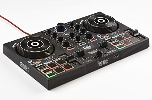 Hercules DJControl Inpulse 200 — Controlador de DJ, 2 pistas con 8 pads y tarjeta de sonido