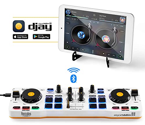 Hercules DJControl Mix – Controladora de DJ Inalámbrica Bluetooth para Smartphones – Aplicación djay – 2 Decks