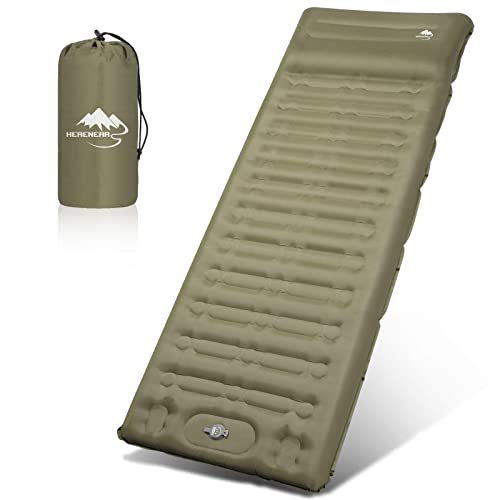 Herenear Esterilla Camping Autoinflable, Colchoneta de Camping con Almohada, Impermeable, Ligera, Colchoneta de Dormir, Colchoneta Inflable para Acampar, Senderismo, Pesca y Viajes (Green)