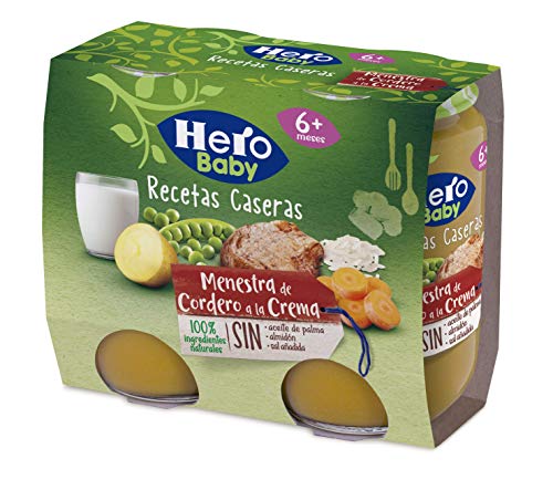 Hero Baby Recetas CaserasTarritos de Menestra de Cordero a la Crema - Para Bebés a Partir de los 6 Meses - 6 Packs de 2 x 190 gr