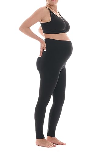 Herzmutter Leggings premama - mallas maternidad invierno - algodón - futura mama - opaco - suave - cálidas - material caliente - ropa premama- 1500 - Negro-Azul-Gris - 1500 (L/XL, Negro)