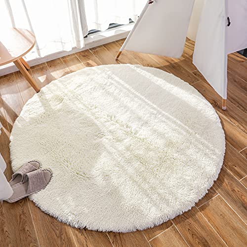 HETOOSHI alfombras mullidas de Interior súper Suaves y mullidas de Terciopelo Linda Alfombra de Dormitorio mullidaAdecuado para salón Dormitorio baño sofá Silla cojín (Blanco, 100 x 100 cm)