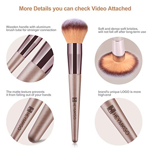 HEYMKGO Brochas de Maquillaje Profesional 15 Piezas Pinceles Maquillaje, Set de Brochas de Maquillaje Juego de Makeup Brushes para Fundación, Polvo, Rubor, Corrector con Bolsa de Cosméticos