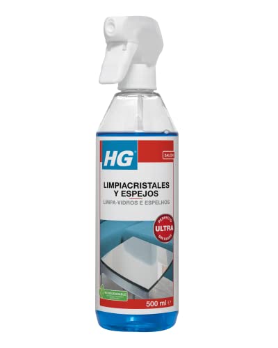 HG Limpiacristales y Espejos, Resultado Impecable Sin Marcas, Elimina con Facilidad la Grasa y Suciedad de Ventanas y otras Superficies de Cristal y Vidrio - 500ml en Spray (142050109)