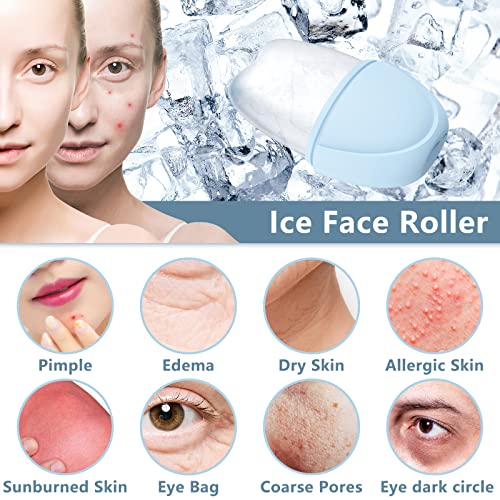 Hianjoo Rodillo de Cara de Hielo, Rodillo Facial De Hielo Ice Roller Rodillo de Hielo Cubo de Silicona Herramientas de Belleza para el Cuidado de la Piel Masaje Facial DIY Aclarar Alivio, Azul