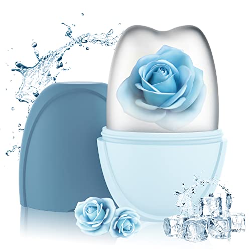 Hianjoo Rodillo de Cara de Hielo, Rodillo Facial De Hielo Ice Roller Rodillo de Hielo Cubo de Silicona Herramientas de Belleza para el Cuidado de la Piel Masaje Facial DIY Aclarar Alivio, Azul