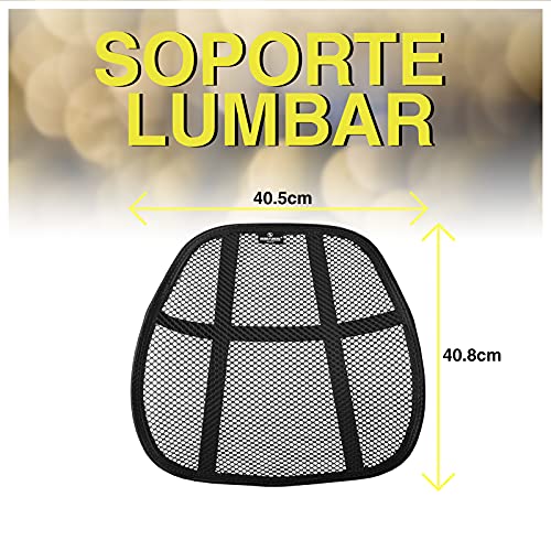 HIBRON SMAMS Respaldo Lumbar para Silla de Oficina o Coche con Malla Super Tensa, Corrige la Postura y Alivia el Dolor Lumbar