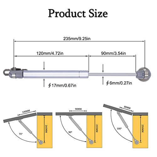 Hidraulico Amortiguador de Gas, JESSTOLO 4PCS Hidráulico Muebles Cocina Amortiguador Puertas Elevables Pistones a Gas Armarios Para Puertas Elevables de Mueble Cocina Baño Gris(80N / 8kg)