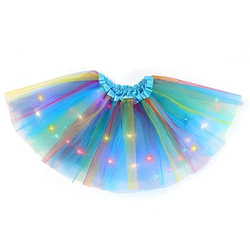 Hifot Falda Tutú para Niñas con Luz LED, Vestido Lentejuelas Tutu Ballet niña, Vestido Corto de Baile Colorido Princesa para Fiestas de Navidad