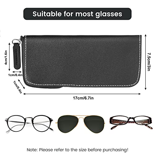 Hifot Funda Gafas Cuero 3 Piezas, Portátil Funda De Gafas Suave Con Cremallera, Pu Lectura Estuche Para Gafas Funda Gafas De Sol Para Hombre Mujer (17 * 7.5cm)