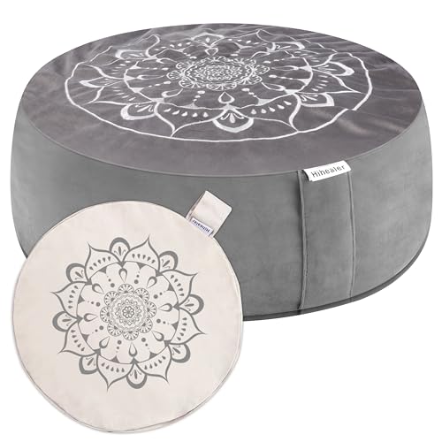 Hihealer Cojín de meditación para el suelo, con 2 fundas de 16 x 16 x 5 pulgadas, almohada de meditación para sentarse en el suelo, accesorios de meditación de yoga Zafu para mujeres y hombres