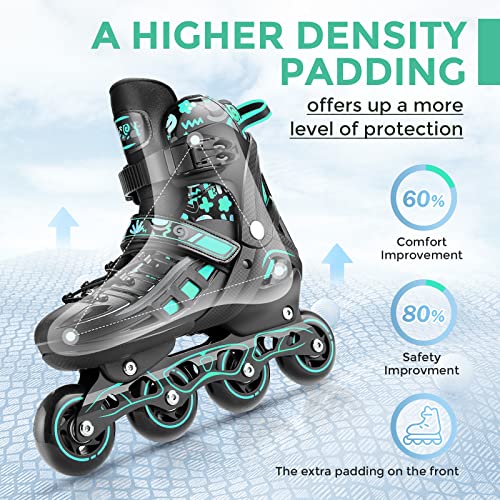 Hikole Patines en línea 2 en 1 Ajustables para niños – Patines en línea para Adultos y jóvenes – rodamientos ACEB7 – Patines de Patinaje sobre Hielo para niños