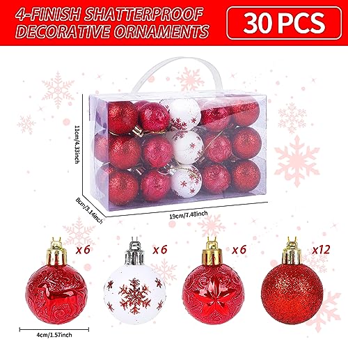 Hileyu 30 pcs árbol de Navidad Decoraciones Adornos Conjunto de Oro Bolas de Navidad inastillables Bolas de Navidad de Lujo Bolas de Navidad Decoraciones Colgantes para el árbol de Navidad (Rojo)