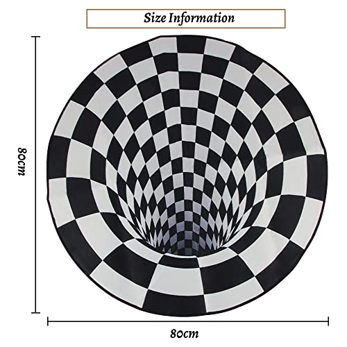 Hillylolly Alfombra Vortex, Alfombra Vortex 3D Redonda, Alfombra de Ilusión 3D Alfombra Dormitorio, Alfombra Antideslizante Ilusión Óptica Geométrica 3D (78 * 78cm) (C)