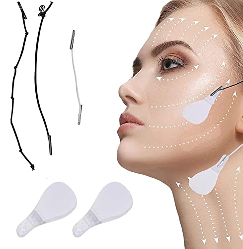 Hilos Tensores Invisibles,Pegatina De ElevacióN Facial InstantáNea,Hilos Tensores Faciales Invisibles(40 Piezas),Kit De Estiramiento De Cuello Y Ojos Para La Mujer Anti-Envejecimiento