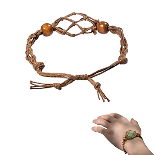 HINAA Cordón de pulsera de cristal, colgante de jaula, soporte para colgante de pulsera, jaula de repuesto, soporte de red, accesorios para hacer piedras de cuarzo para hacer joyas bohemias