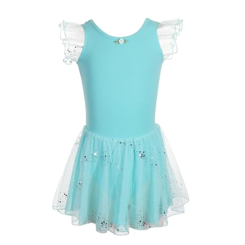 HIPPOSEUS Niña Maillot de Danza Lentejuelas Tutú Vestido de Ballet Gimnasia Leotardo Body Clásico para Niñas,Y05-Verde,4-5 Años