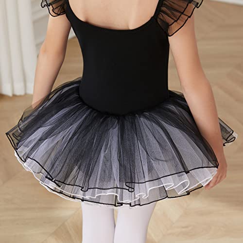 HIPPOSEUS Niña Maillot de Danza Tutú Vestido de Ballet Gimnasia Leotardo Body Clásico para Niñas Body Traje de Baile,Y04-Negro,8-9 Años