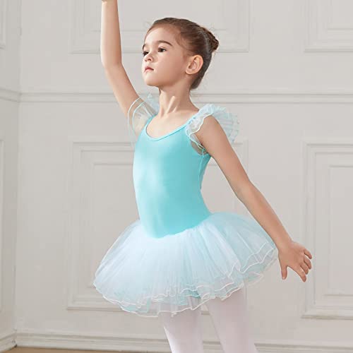 HIPPOSEUS Niña Maillot de Danza Tutú Vestido de Ballet Gimnasia Leotardo Body Clásico para Niñas Body Traje de Baile,Y04-Verde,10-11 Años