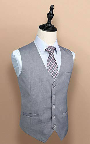 HISDERN Chaleco Gris Para Hombre Chalecos Formales Fiesta De Negocios Chaleco Gris Oscuro de Algodon Chaleco Gris-2